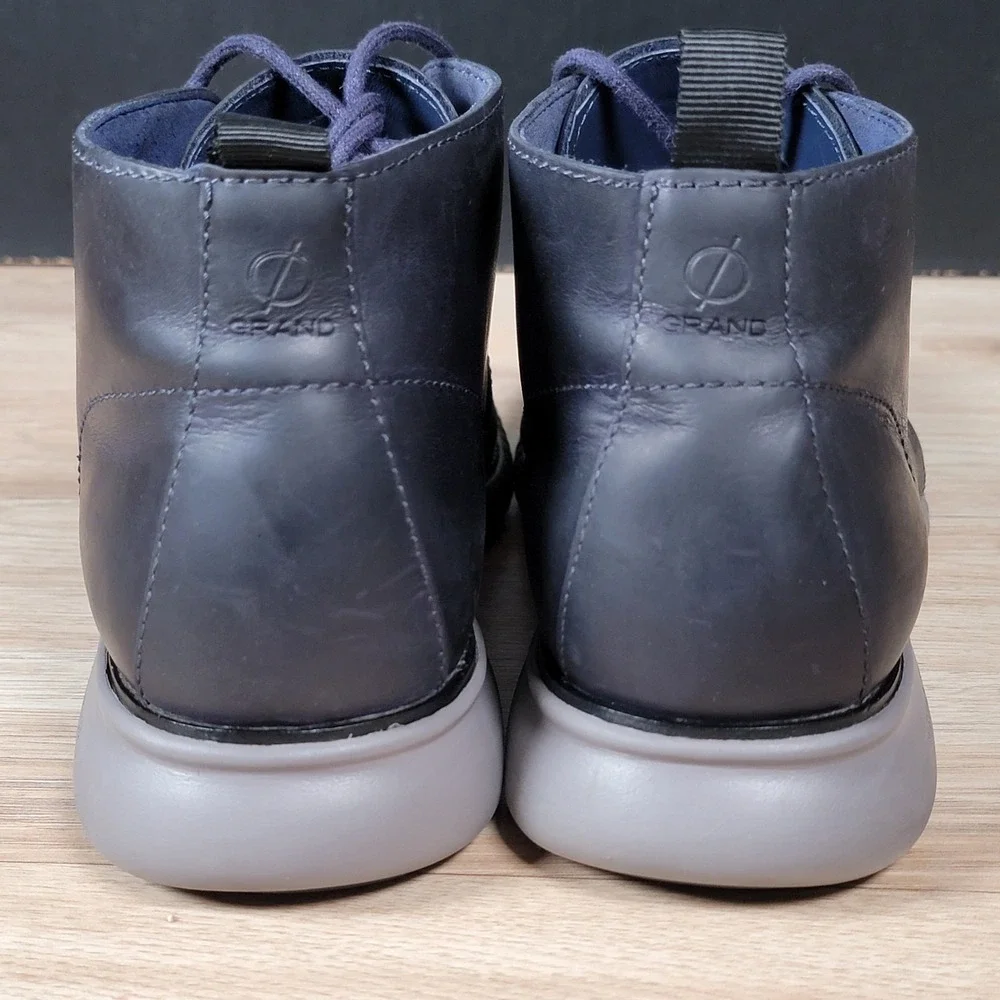 Cole Haan Boots Mens 11.5 Navy Blue Gray 2.ZeroGrand Chukka Leather 3 Eye C27047